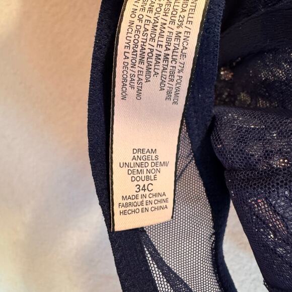 Victoria’s Secret Dream Angels Navy Lace High Neck Bralette Unlined Demi 34C - Picture 6 of 6